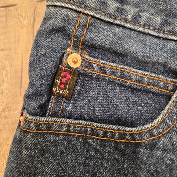 Vintage Guess Blue Jeans with Black Triangle Classic Fit Size 28 100% Cotton - Picture 3 of 10